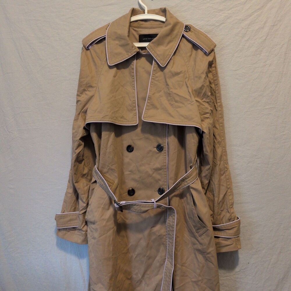 Ann Taylor Trench Coat With Purple Accents